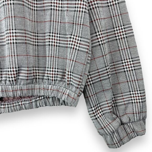 Zara Trafaluc Plaid Lightweight Crop Zip Jacket Medium M Women’s Positive Rules - Picture 5 of 12